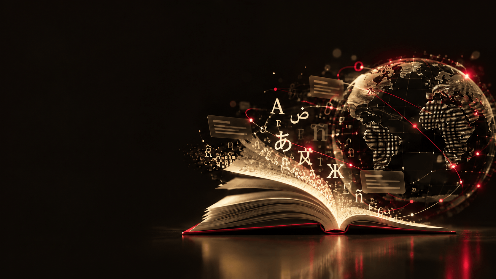An open book connecting languages around the globe